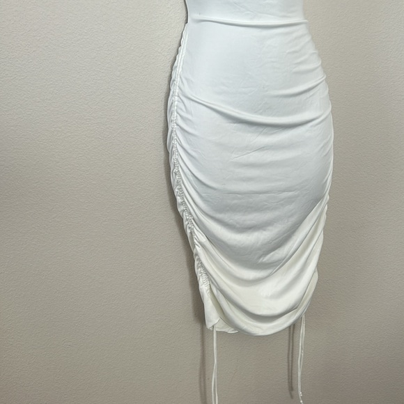 Princess Polly Maeve White Square Neck Ruched Side Tie Lace Back Cut Out Dress - Picture 6 of 13